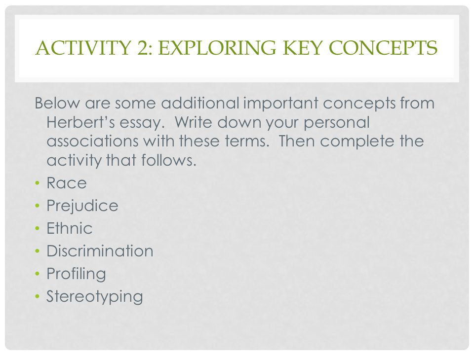 Key concepts in essays